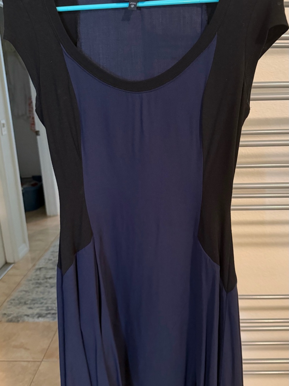 Express Navy and Black Fit & Flare Midi Dress